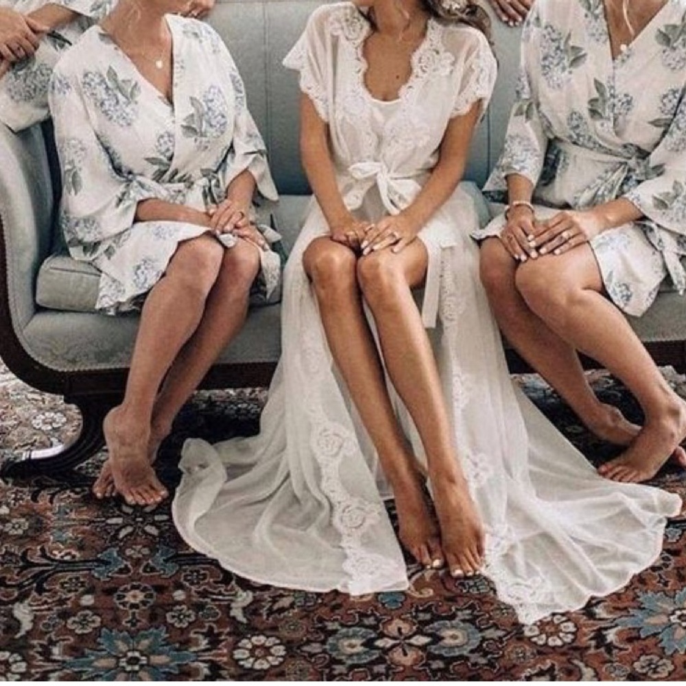 BHLDN Homebodi Farrah Robe Chiffon Bridal Robe SZL